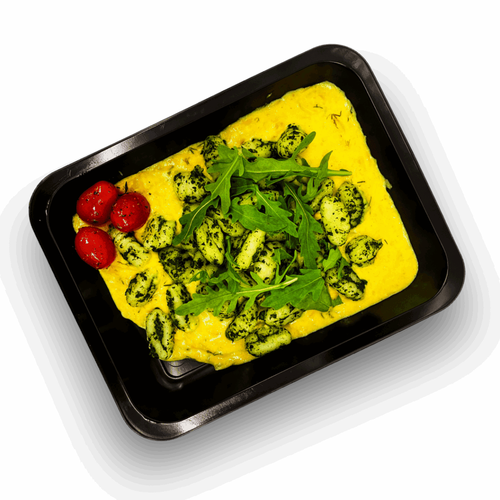 Gnocchi szpinakowe w sosie cheddar z dynią