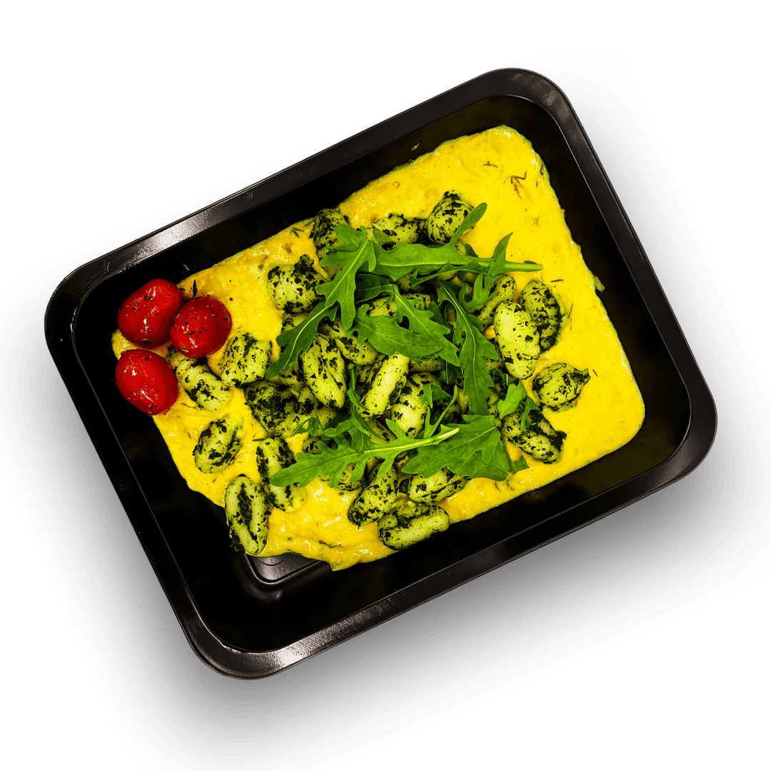 Gnocchi szpinakowe w sosie cheddar z dynią