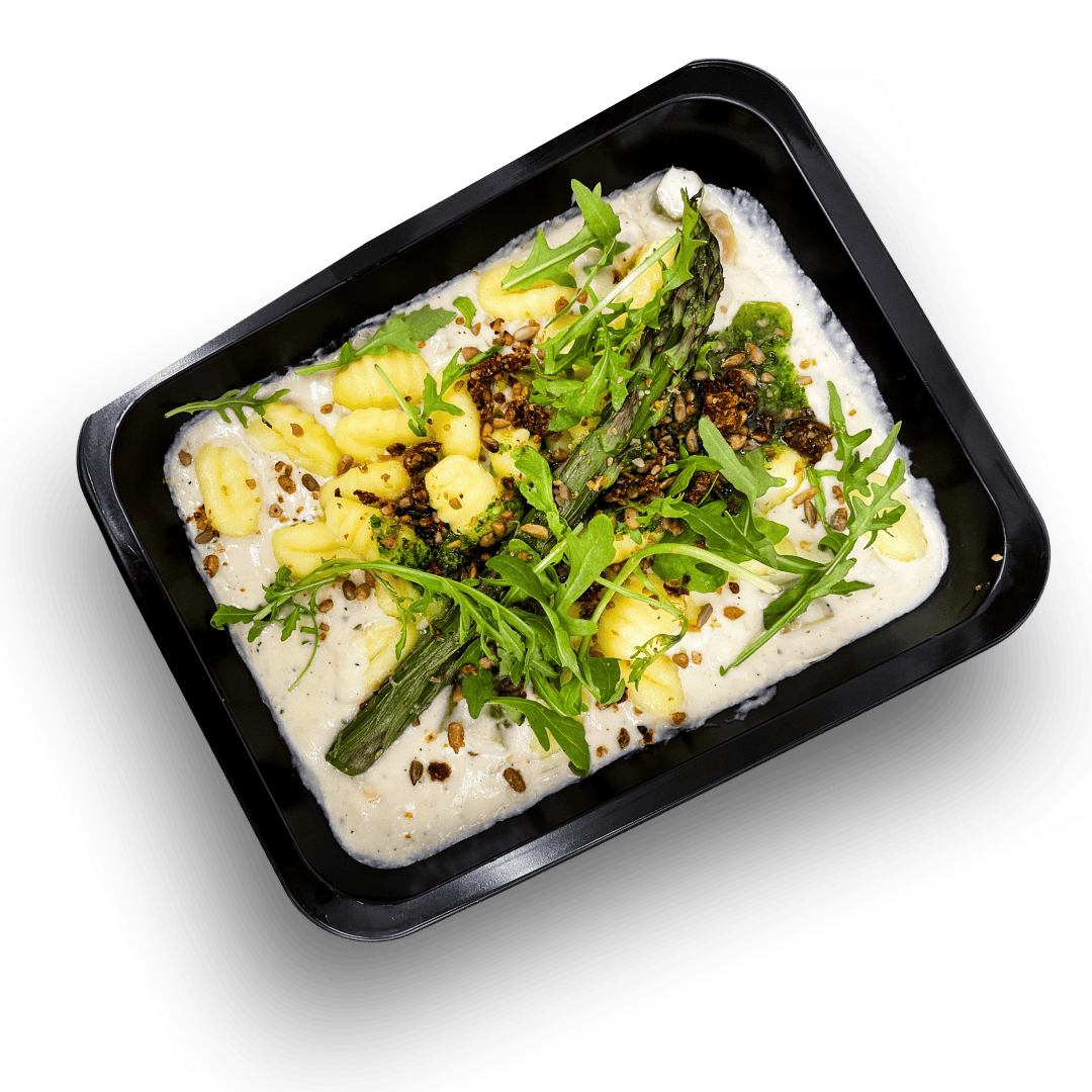 Gnocchi ze szparagami zatopionymi w kremowym sosie