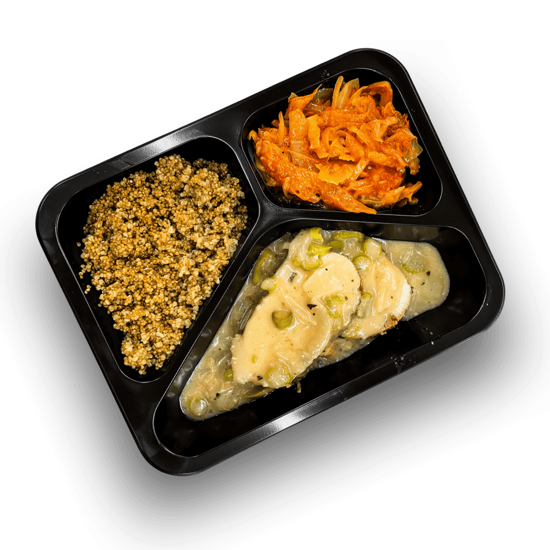 Szynka sous vide w sosie szparagowym